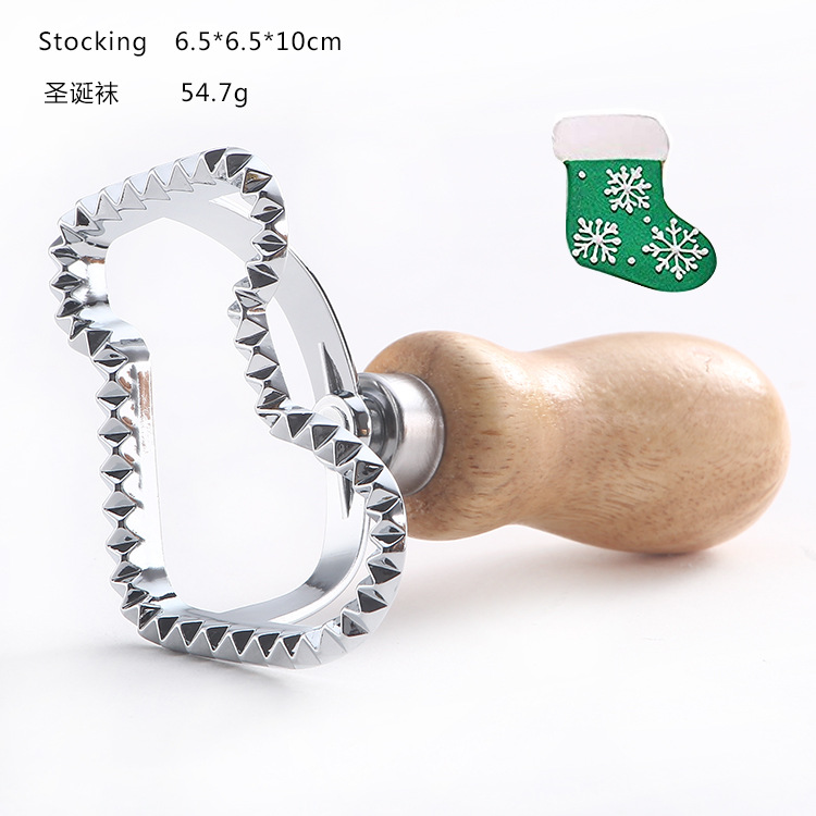 Dumpling encaje impresión aleación de zinc molde de galletas dumpling lado de la piel flor en relieve molde de galletas mango de madera rueda de cortador de pastel