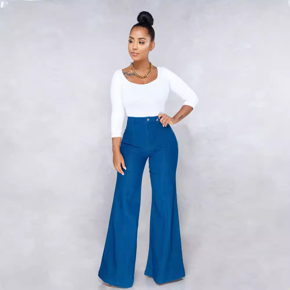 2023 europeo y americano transfronterizo Comercio exterior Amazon marca deseo en stock primavera nuevas mujeres cuerno pantalones de mezclilla