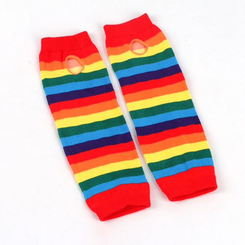 Cross-border rainbow knitted gloves colorful striped sleeves European and American proud colorful holiday party party gloves cosp