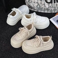 前言范2025新款真皮纯皮厚底增高小白鞋休闲女鞋运动鞋板鞋德训鞋