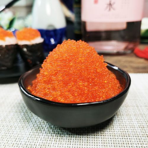 Hua Chang Large Grain Red Crab Roe Sushi Cuisine Flying Fish Roe Frozen Seasoned Fish Egg Sauce Bursting Texture Red Fish Roe 1kg