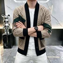 新款男士开衫针织开衫宽松休闲简约百搭时尚小披风男毛线外套