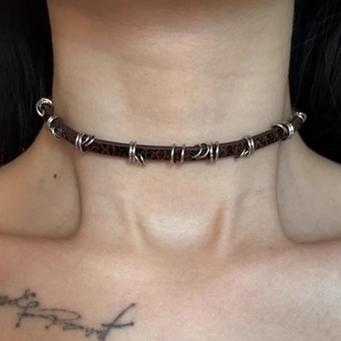 Bohemian High Sense Choker Collar Women's Sweet Cool Hot Girl Necklace Y2K Subculture Clavicle Chain Sweatshirt Chain