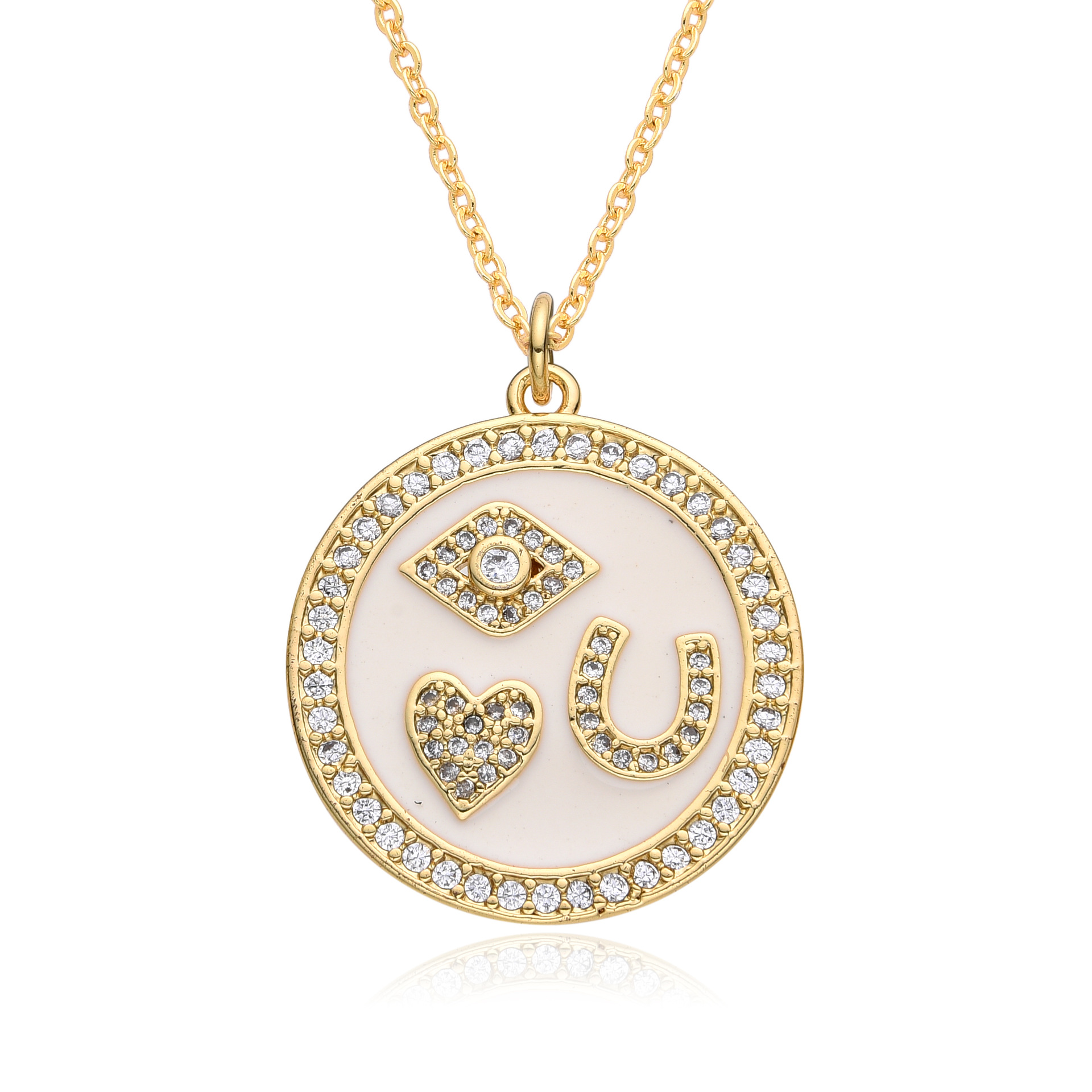 15g Weight Zircon Inlay Material Pendant Necklace Classification cable chain Chain Type 1 Piece Quantity Daily Occasion Copper Material Eye Pattern Women's Gender Plating, Inlay Design Retro, Classic Style Style Copper Retro Classic Style Eye Plating Inlay Zircon Pendant Necklace 3
