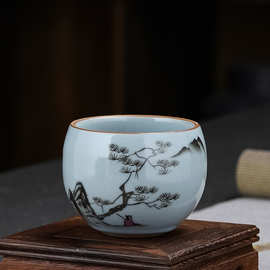 茶盏主人杯汝瓷单杯单个功夫喝茶杯中式茶碗家用会客个人杯伴手礼