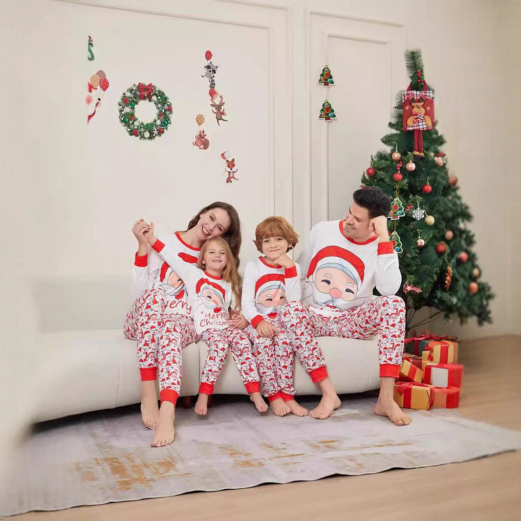 Christmas Santa letter Snowman Christmas family suit printed home clothes pajamas_voghion.com