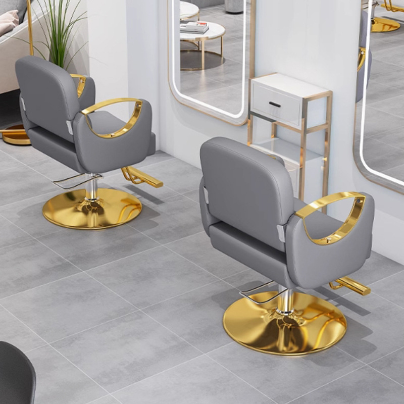 Silla de barbero giratoria ajustable simple, silla de salón de belleza, silla de peluquería, silla de corte de pelo de acero inoxidable, silla de peluquería ajustable.