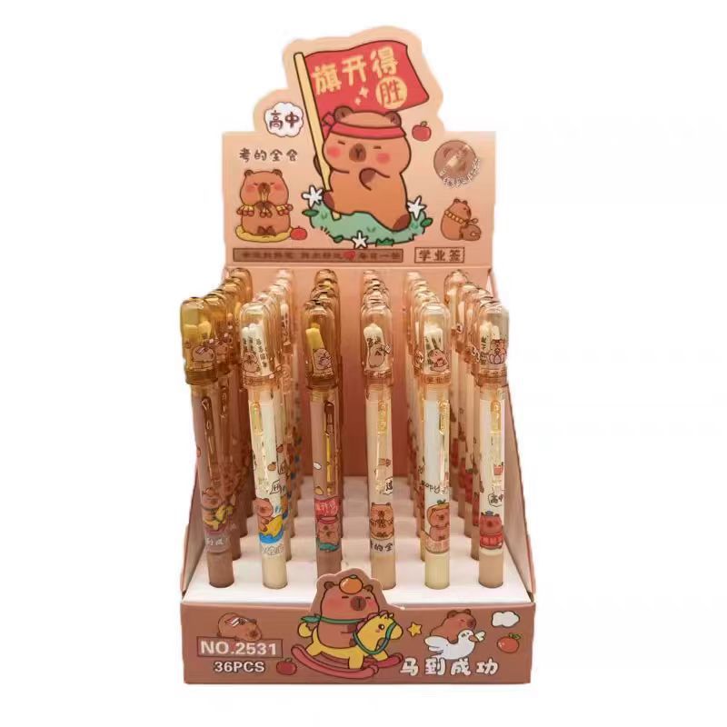 인터넷 셀러브리티 카피바라 럭키드로우 펜 중립펜 인스 하이밸류 진방투안 학생 감압 수성펜 블랙