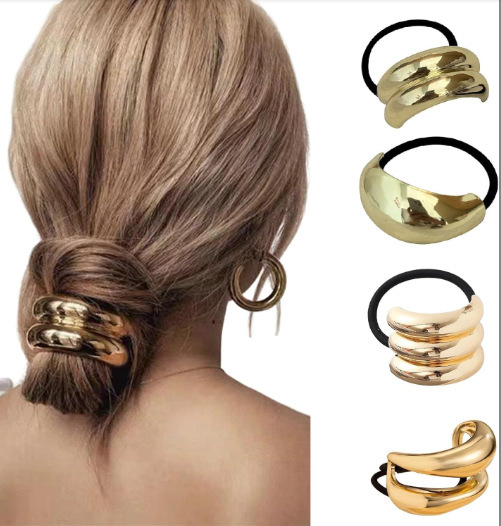 Europa y los Estados Unidos hebilla para el cabello punk personalidad transfronteriza broca de cabello trenzada gótica geometría redonda conjunto anillo de cabello cuerda para el cabello