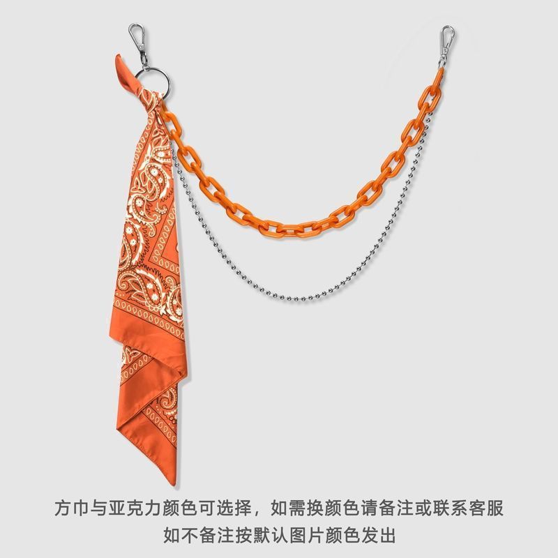 ヒップホップパンツチェーンアクセサリーインハイストリートアクセサリー蛍光樹脂パンツチェーンスクエアスカーフメンズメタルウエストチェーン女性ウエスト卸売|undefined