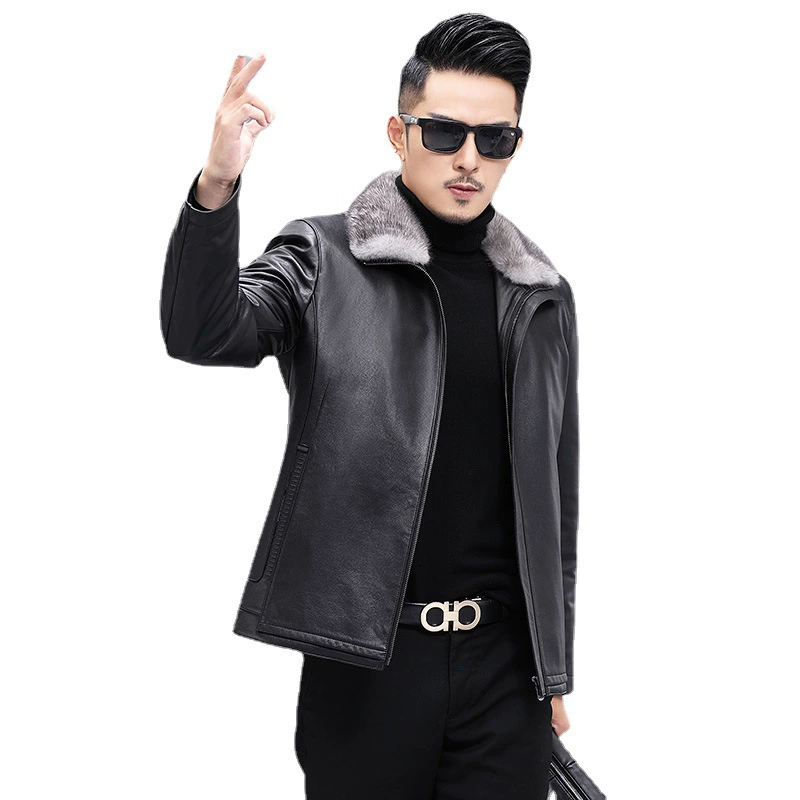 Liner, leather winter jacket, cowhide, genuine leather