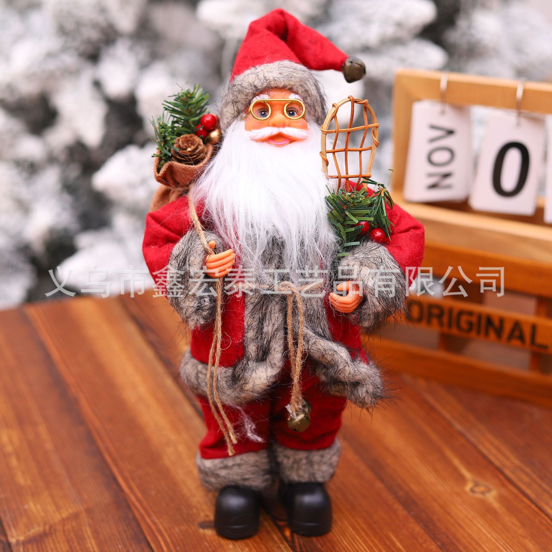 Navidad dibujos animados viejo Navidad ventana decoración pie Santa Claus muñeca creativa nueva ropa roja viejo hombre adornos