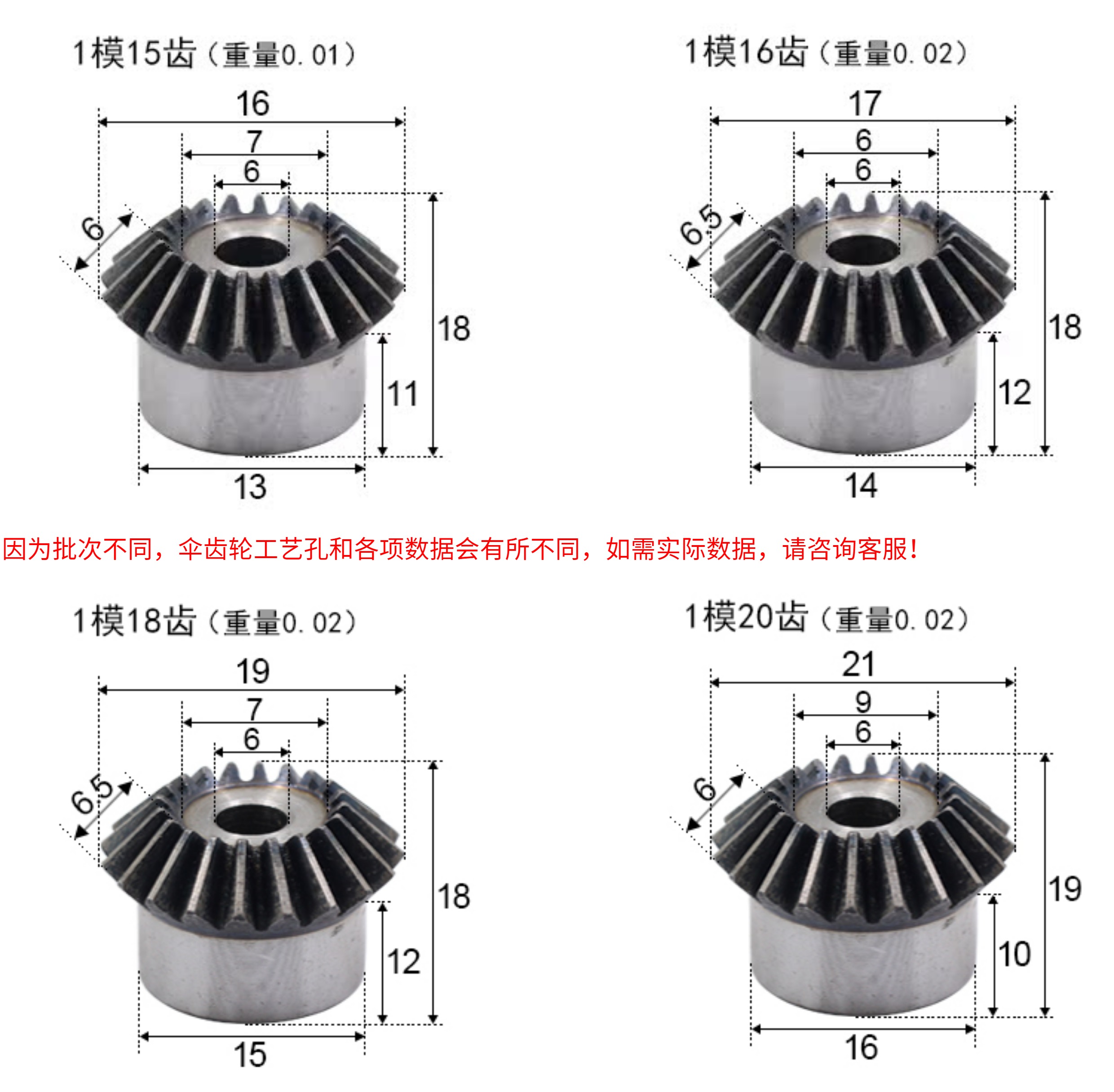 Metal bevel gear, 45# steel, hardened, 90-degree transmission, 15 to 40 teeth, conical gear, straight-tooth bevel gear 1:1