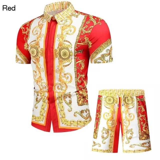 3D гавайский мужской набор с принтом, костюм из двух частей с принтом, пляжная рубашка и шорты, Xawei