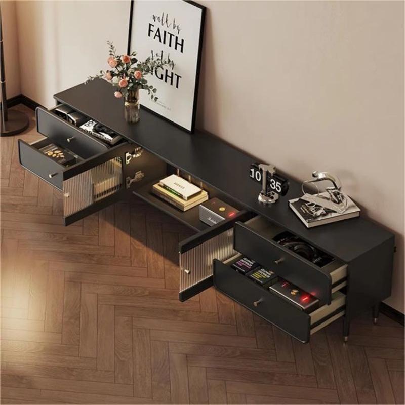 Estilo punk italiano negro TV gabinete mesa de café combinación traje simple moderno pequeño apartamento Internet celebridad salón gabinete de piso image 6