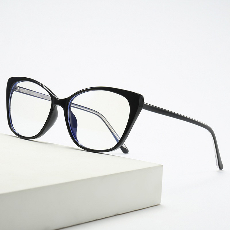 Retro gradiente retrógrado marco de ojos de gato simple protección de la cara de luz azul espejo de luz plana mejora de la cara pequeña grado de uso de gafas miopía