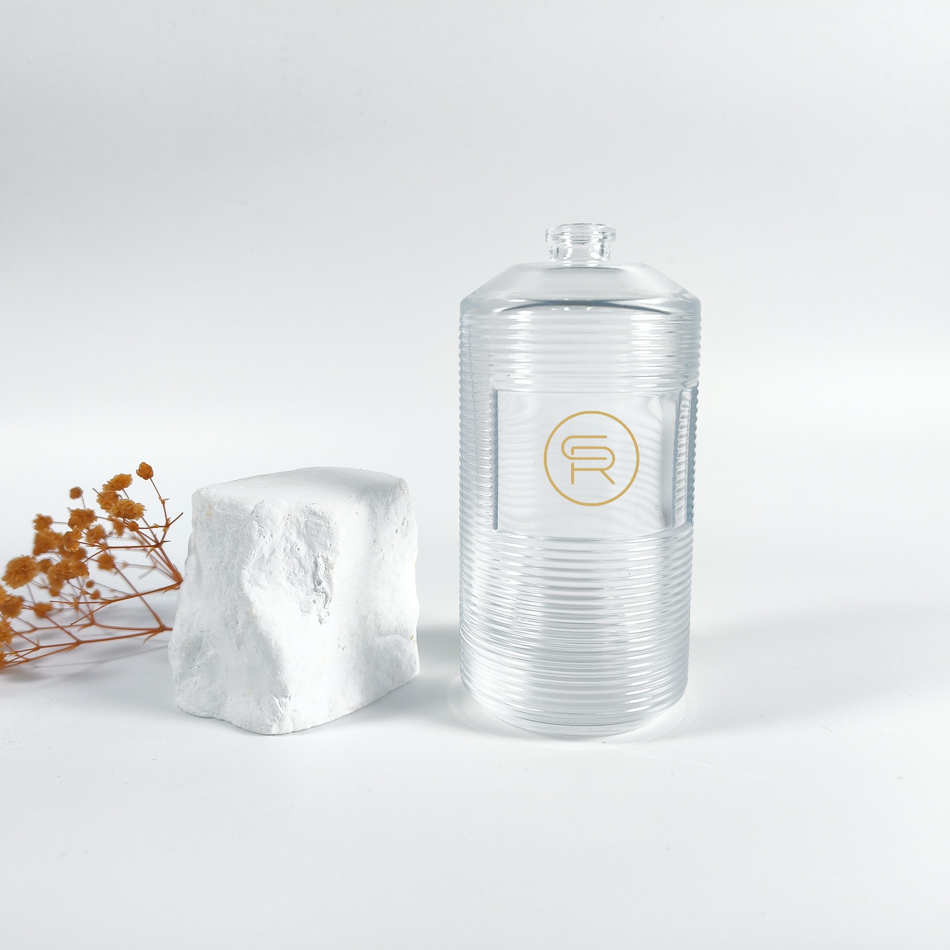 模具100ml条纹卡口香水瓶不规则圆柱斜肩分装Perfume Bottle