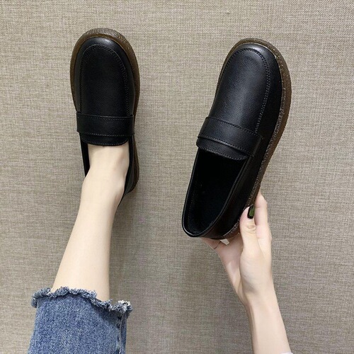 KFC work shoes for women, cowhide sole, anti-slip, waterproof, oil-resistant, comfortable, restaurant kitchen black leather shoes for work, single shoes