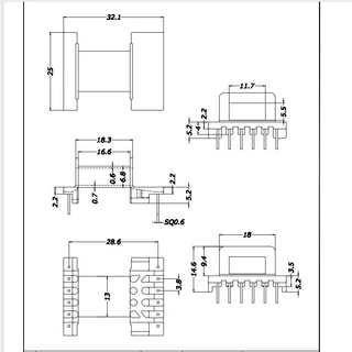 EFD25D单边加宽6+6 变压器骨架 电木骨架定制批发