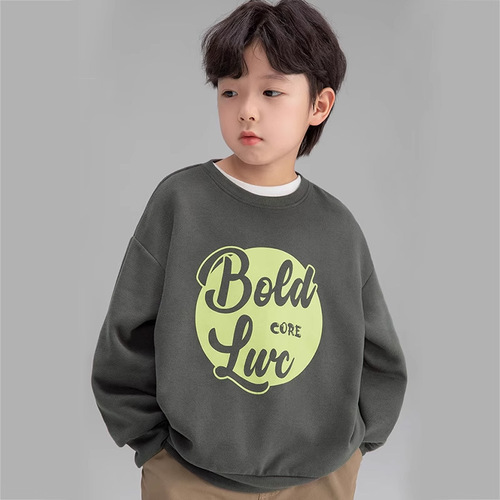 Children's boys' Korean-style spring outfit trendy hoodie 2024 new children's round neck stylish base top sporty fashionable clothes