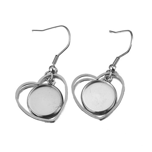 Stainless steel 12mm time gem ear hook diy earrings empty pendant geometric irregular earrings accessories pendant