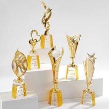 冠军比赛高档刻字年会奖杯创意金属水晶企业优秀员工颁奖纪念