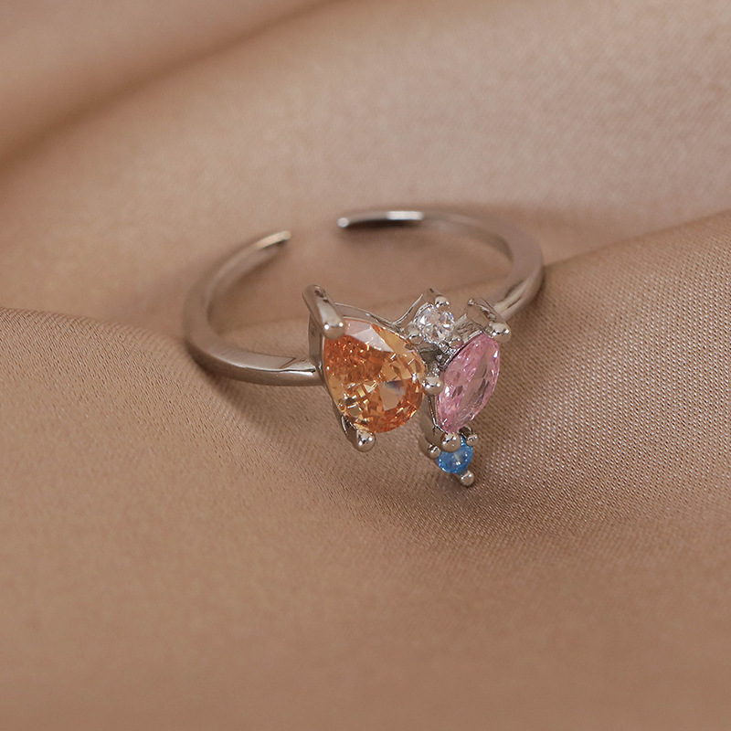 Women's Gender Copper Simple Style Classic Style Inlay Color Block Rhinestones Rings