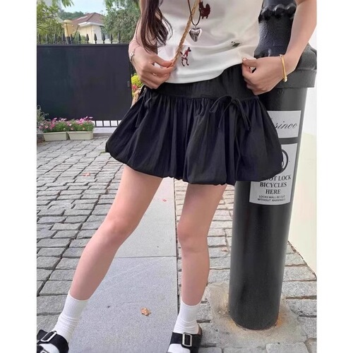 White flower bud cake dress skirt female summer hot girl small person cloud fluffy cake dress lantern short skirt