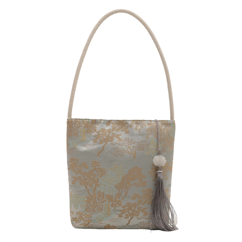 Guofeng shoulder bracket 2024 nuevo estilo de estilo chino nuevo estilo de seda alta sensación de borda shoulder tote para mujeres