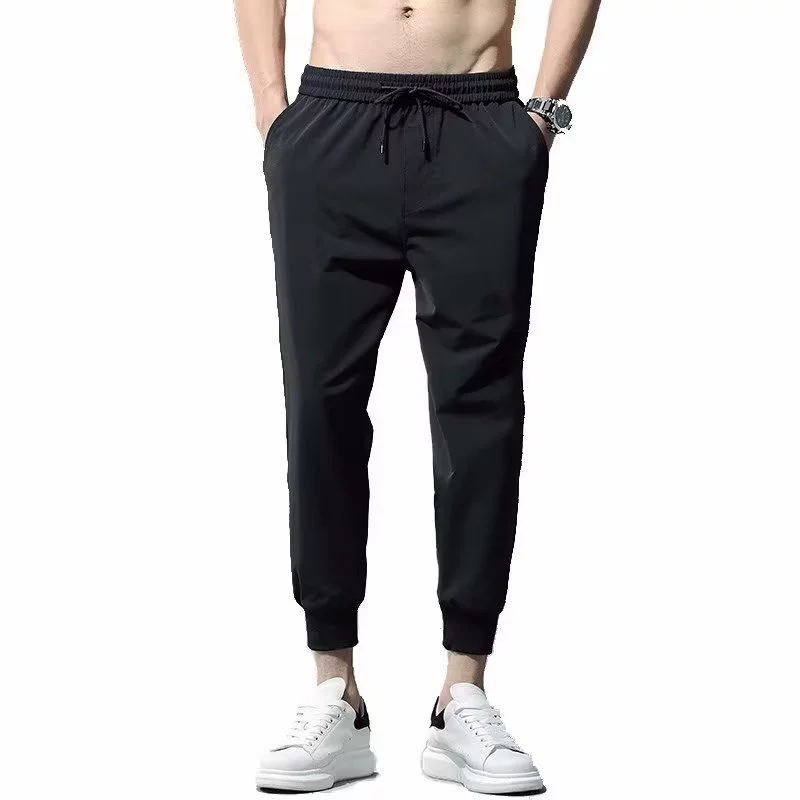 Silk thin men's comfortable elastic breathable trousers for leisure, autumn, oversize
