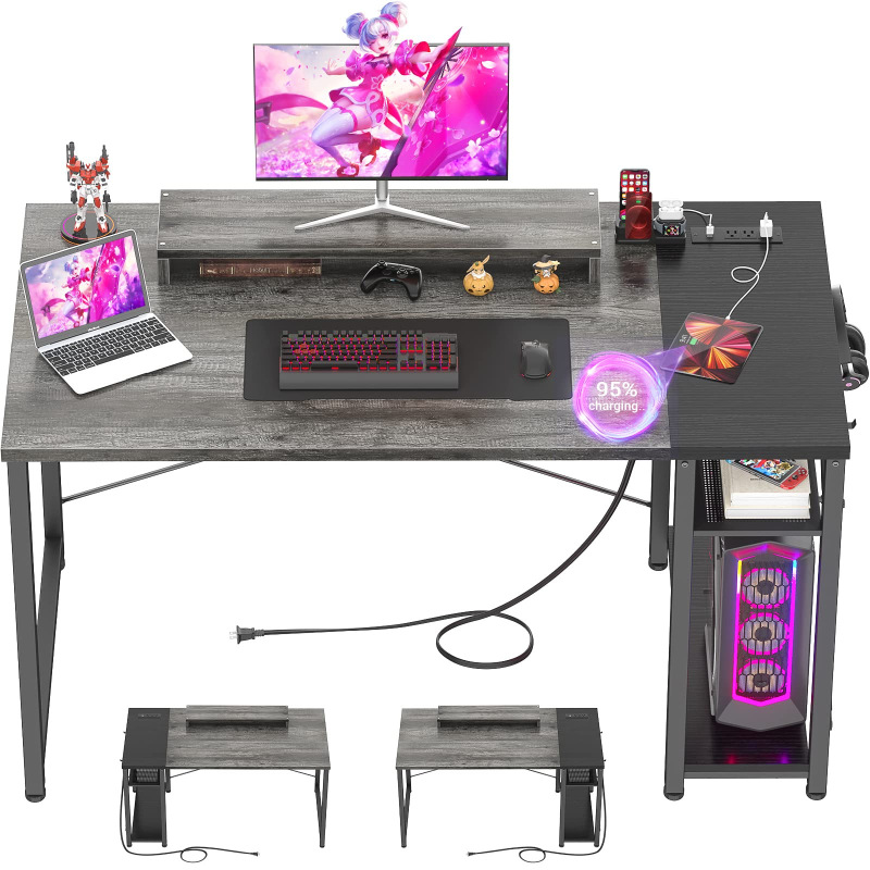 Computer desk with power socket and USB gaming table with removable monitor stand for office Computer desk with power socket and USB gaming table with removable monitor stand for office