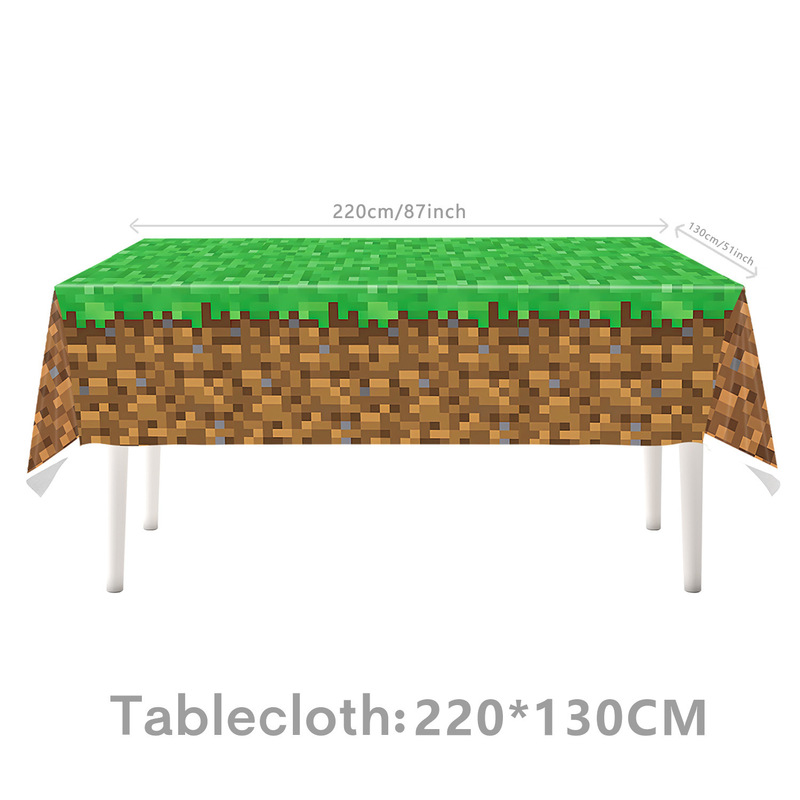 Amazon 新しい Minecraft ピクセルテーマ誕生日パーティー食器使い捨てテーブルクロスティッシュペーパー皿装飾|undefined