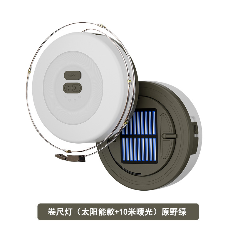 Transfronterizo nueva lámpara de campamento al aire libre energía solar almacenable lámpara de cadena de tienda de campaña atmósfera de luz de cortina de luz larga duración de la cinta de medición