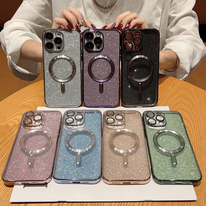 Iphone16E Electroplated Cd Pattern Glitter with Tail Mobile Phone Case Apple Magsafe Magnetic Suction 17Pro Set 5 Suitable Iphone16E Electroplated Cd Pattern Glitter with Tail Mobile Phone Case Apple Magsafe Magnetic Suction 17Pro Set 5 Suitable