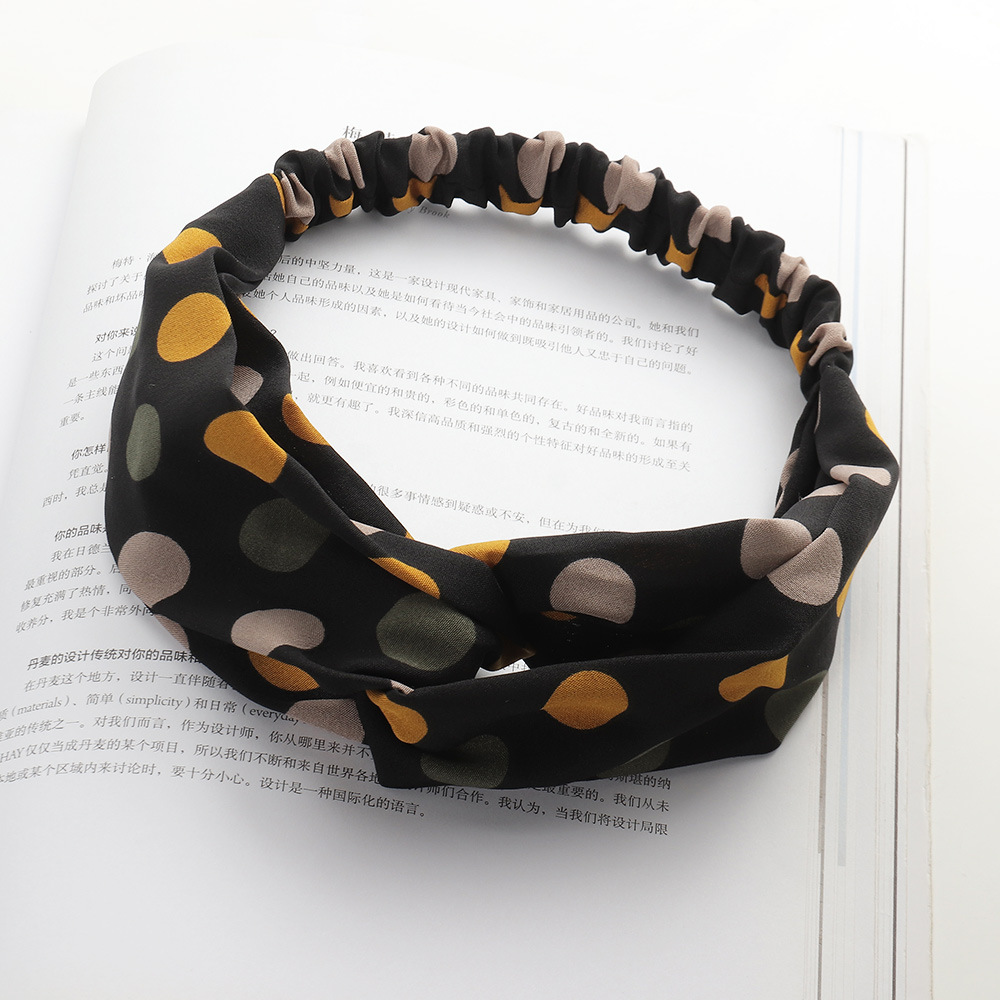 Wholesale Jewelry Polka-dot Cross-knotted Wide-brimmed Fabric Headband Nihaojewelry display picture 6