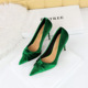 3391-27 Fashion Banquet High Heels Slim Heels High Heels Shallow Mouth Pointed Xi Shi Suede Bow Tie Single Shoes