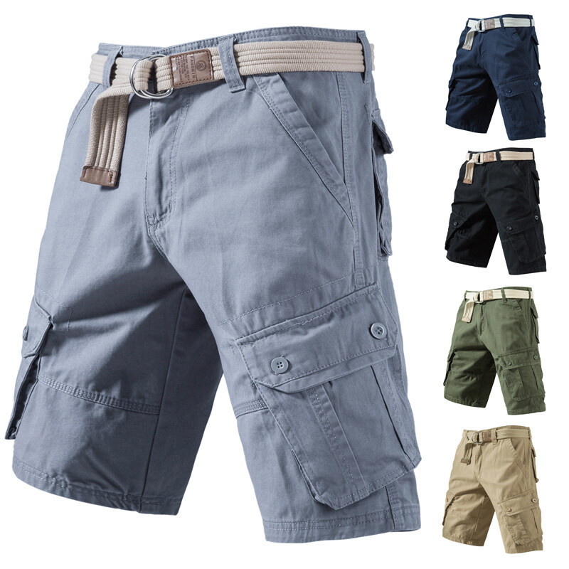 【COLOR iN ID】Summer Daily Cargo Bermuda Summer Cargo Shorts With Pockets Fashion Solid Short Pants