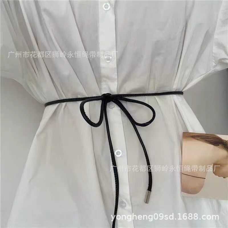 Leather-Like Pu Sheepskin Cord down Jacket Mini Belt Cord Autumn and Winter New Fashion Accessory Versatile for Sweaters and Dresses Leather-Like Pu Sheepskin Cord down Jacket Mini Belt Cord Autumn and Winter New Fashion Accessory Versatile for Sweaters and Dresses