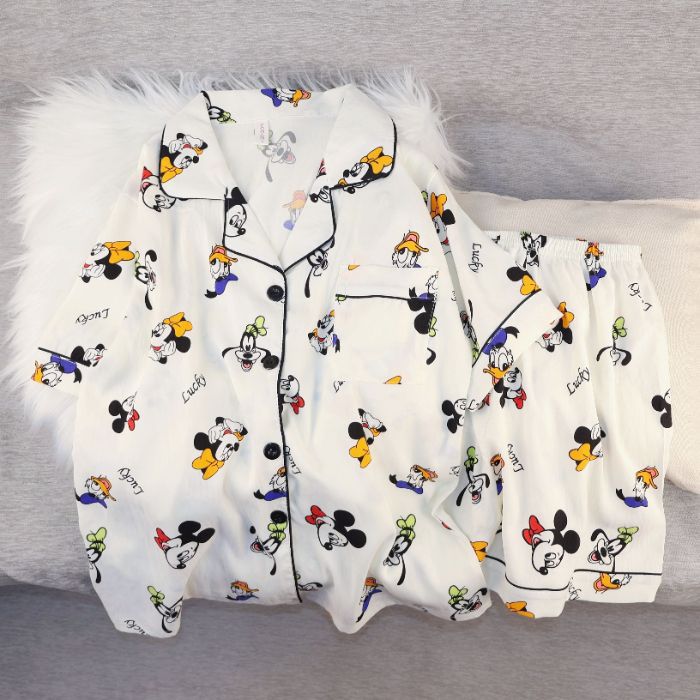 Al por mayor transfronterizo nuevo verano nubes de algodón dibujos animados mangas cortas pantalones cortos pijamas ropa de casa de mujer set ropa de casa de moda