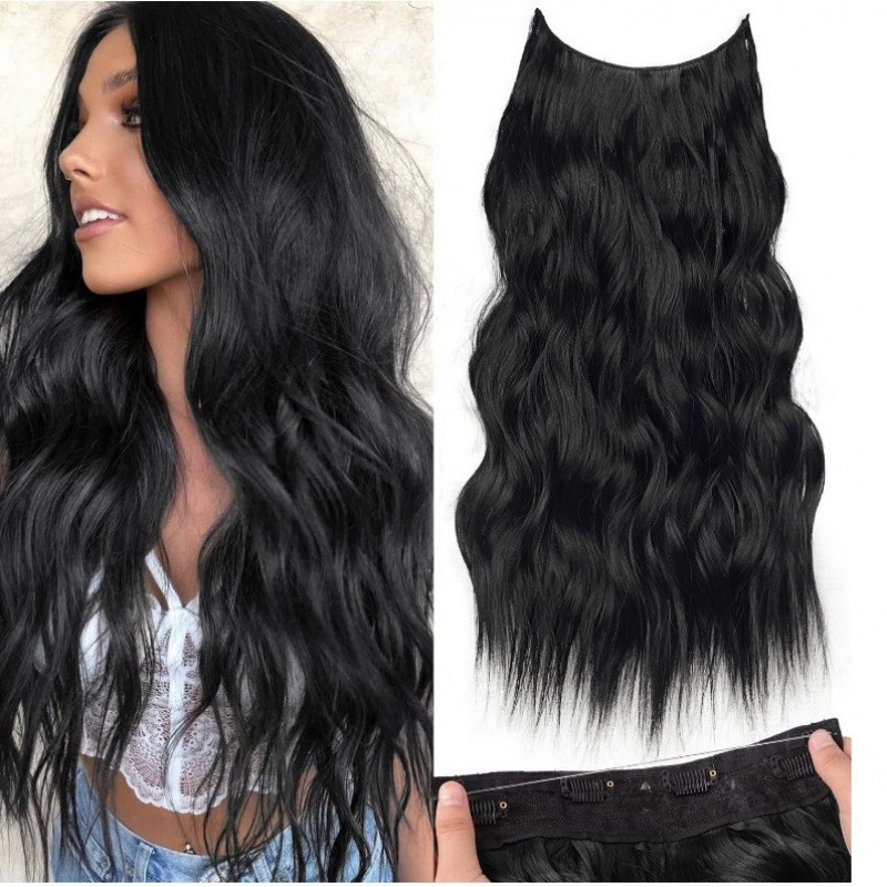 Yuan Yang Wig European and American Style Gradient Large Wave Long Curly Hair Wig for Women, One-Piece Adjustable Fish Line Hair Extension Yuan Yang Wig European and American Style Gradient Large Wave Long Curly Hair Wig for Women, One-Piece Adjustable Fish Line Hair Extension