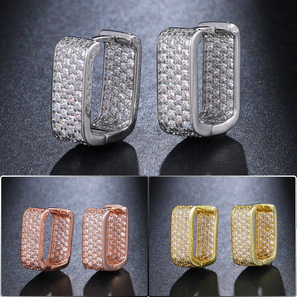Модные серьги, квадратный универсальный цирконий, коллекция 2023 года, городской стиль, микроинкрустировка, стиль «ліхая роскошь»
