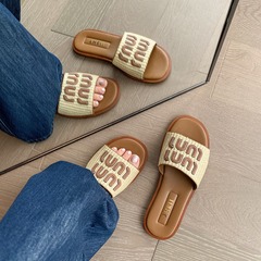 【sheii蘇茵茵】盛夏晚風~阿miu度假編織平底沙灘拖鞋女涼拖外穿