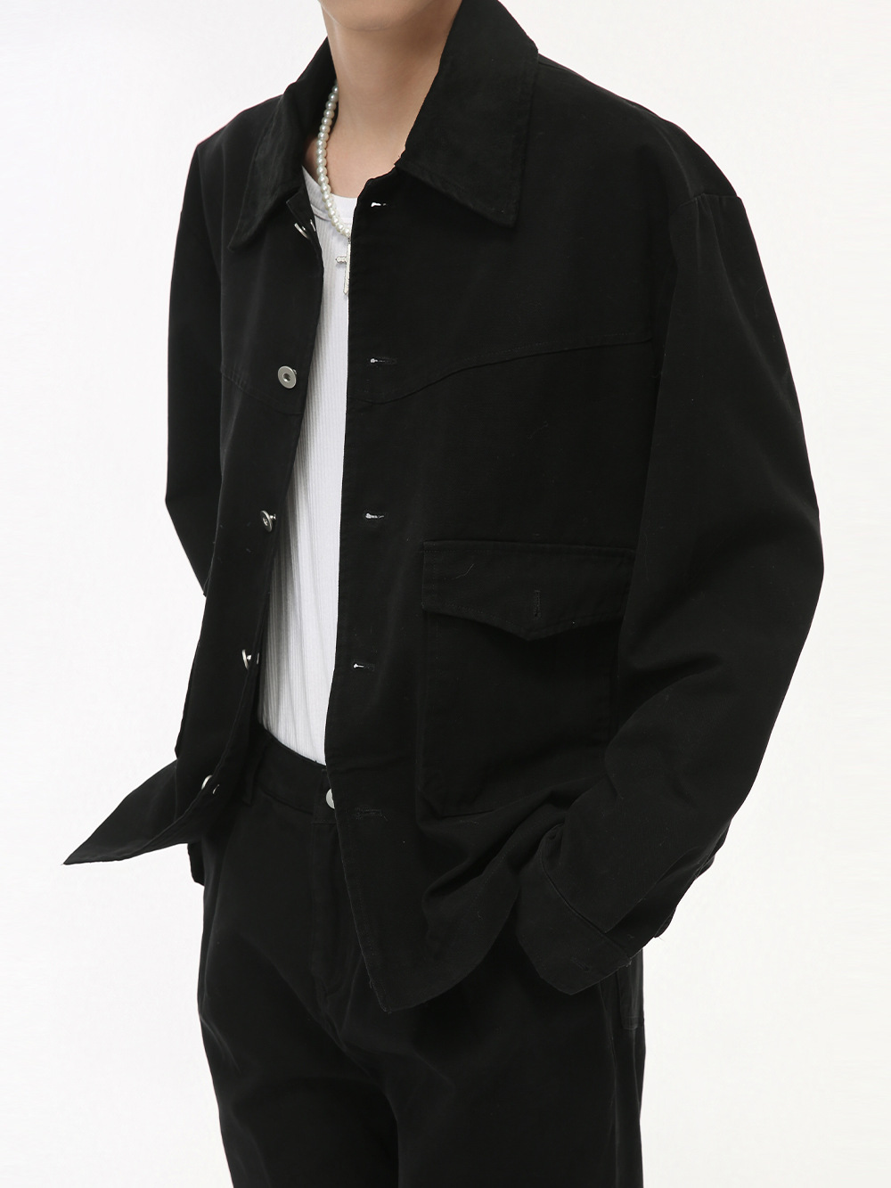 MTLCLOTHES Hombres| 2024 otoño nuevos productos de bolsillo japonés retro color contrastante chaqueta de trabajo conjunto de moda