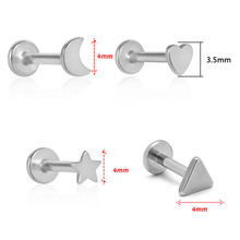 G23钛1.2*6/8/10mm桃心月亮五角星三角形唇钉穿刺饰品