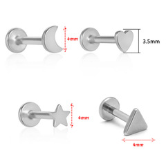 G23 Titanium 1.2*6/8/10mm Heart Moon Pentagon Star Triangle Lip Ring Piercing Jewelry