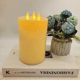 跨亚马逊圆柱形电子大蜡烛3头仿真摇摆蜡烛灯结婚婚房布置装饰品