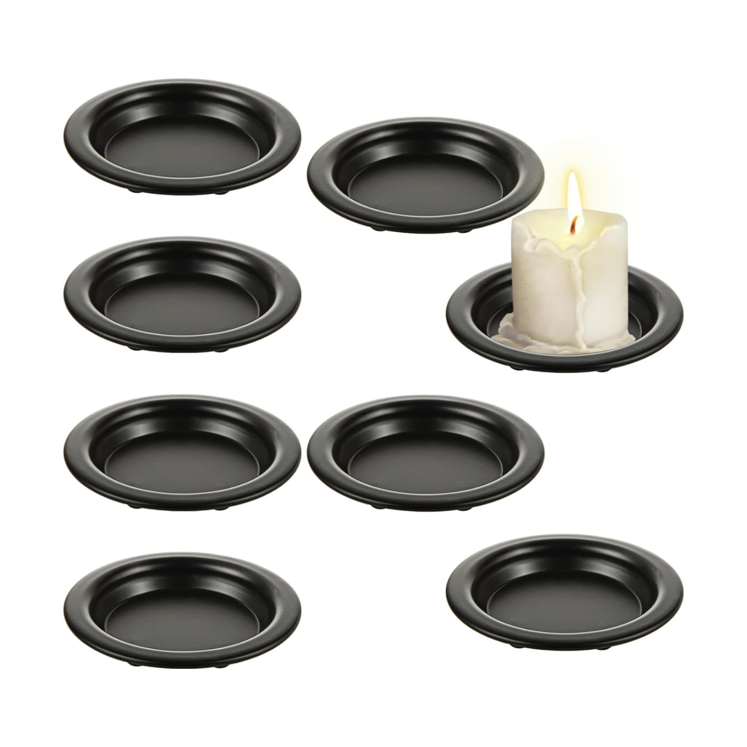 2024 nuevo estilo americano negro redondo bandeja de vela de bananas decoración del hogar candelabro pequeño bandeja de vela de hierro forjado