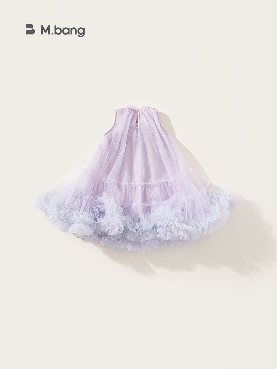 Ropa para niños Youbao Verano Vestido de princesa para niños Ropa de rendimiento Vestido sin mangas con orejas de madera para niñas Falda tutú de malla