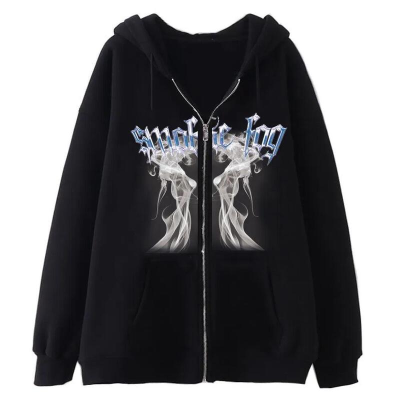 Gothic Couple Harajuku Metal Sports Hooded Zipper Cardigan Sweatshirt European and American Dark Skull Skeleton Print Jacket Gothic Couple Harajuku Metal Sports Hooded Zipper Cardigan Sweatshirt European and American Dark Skull Skeleton Print Jacket