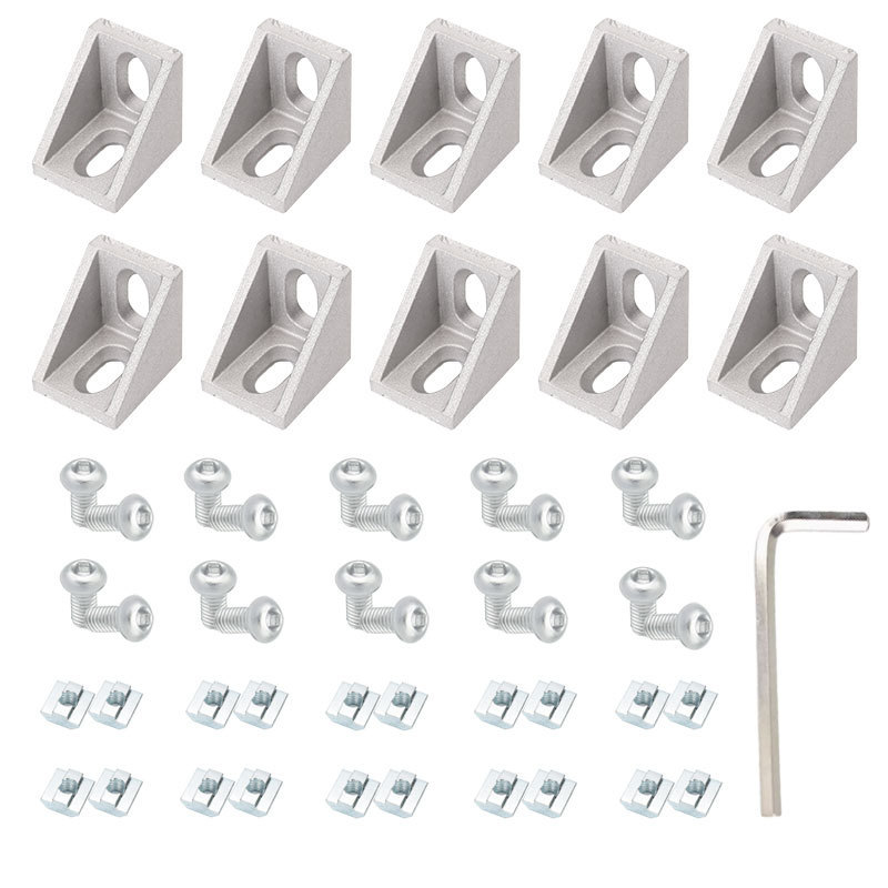 Aluminum Profile Accessories 2020 Aluminum Angle Bracket 17*20 Aluminum Alloy Square Tube Fixing Piece Bracket Connector Black